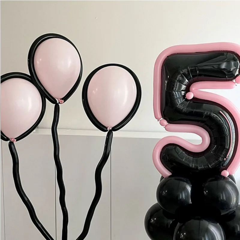 ins style white powder cake number balloon children 5 weeks birthday party background decorations