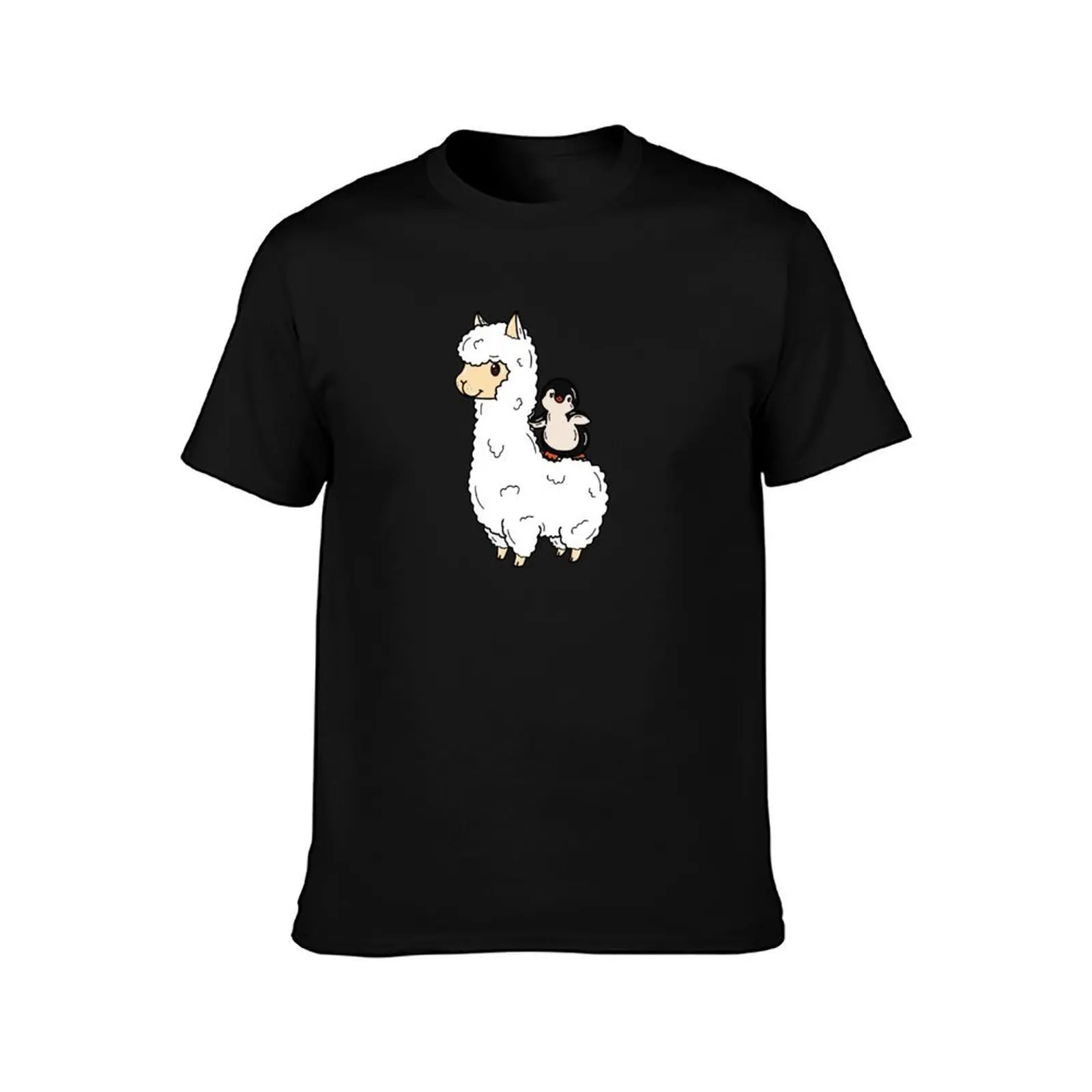 Penguin on a llama T-Shirt Soft Lightweight Cotton T-Shirt