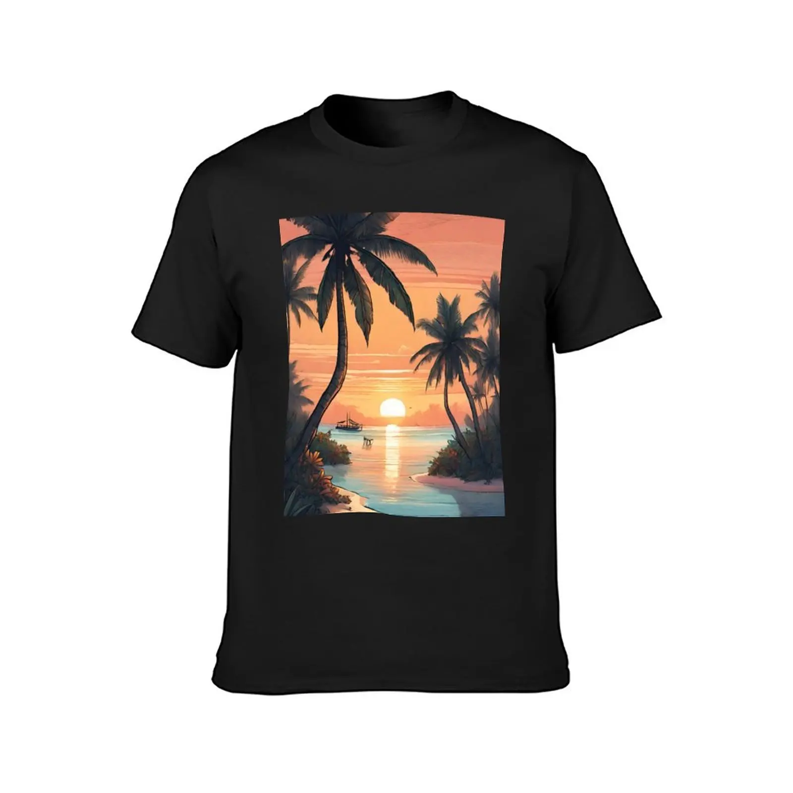 Sunrise in Maldives Beautiful View Perfect Gift T-Shirt oversizeds plus size tops Men's t-shirts