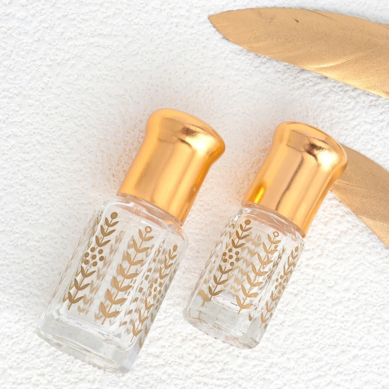 1Pc Clear Rollerball Bottle Miniature Sample Essential Oil Container Golden Wheat Empty Refillable Empty Perfume Bottle