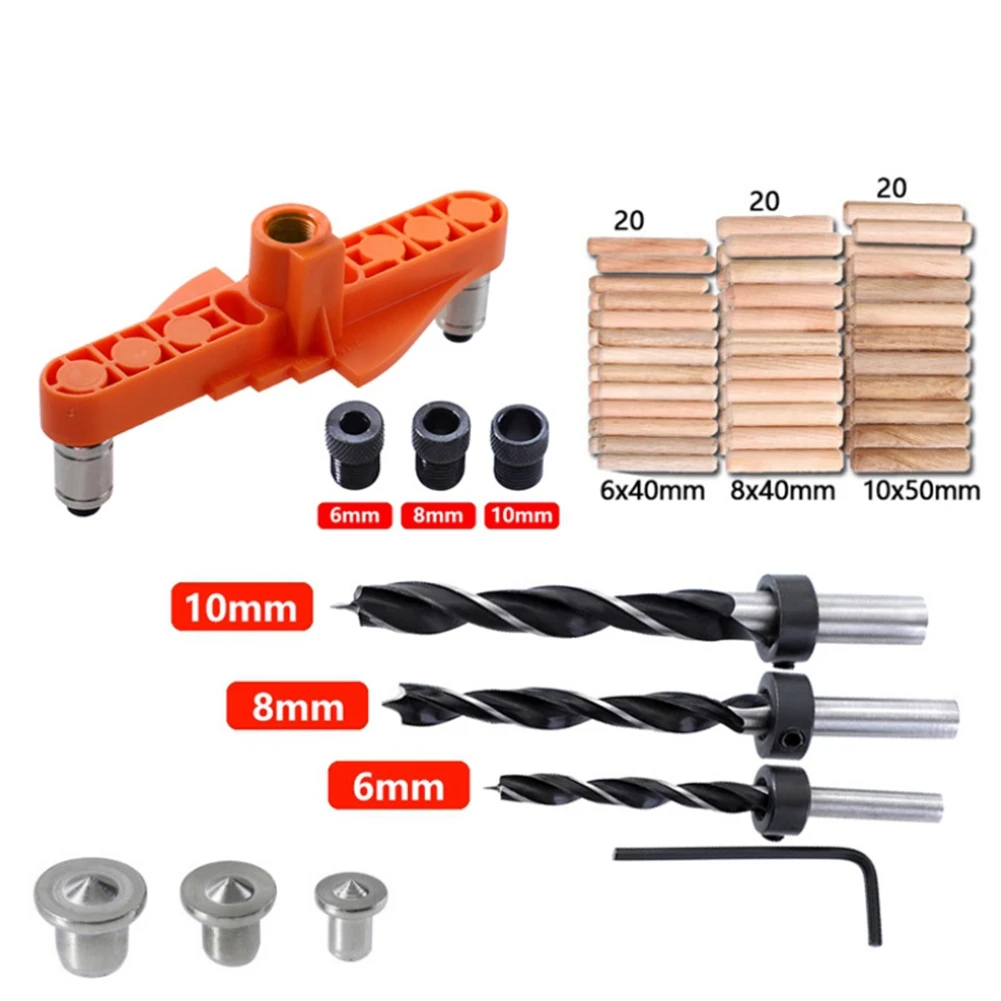 ABNM Woodworking Pocket Hole Jig 6/8/10Mm Self-Centering Scriber Doweling Jig Drill Guide Locator Hole Puncher Carpentry Tool
