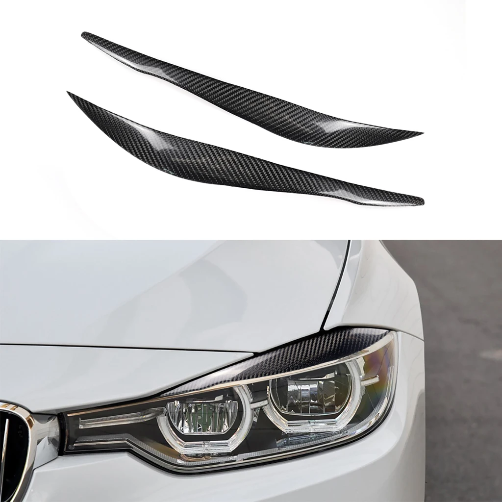 

Front Headlight Eyebrow Eyelids Stickers For BMW 3 Series F30 F31 F32 F33 F35 2013 2014 2015 2016 2017 2018 Real Carbon Fiber