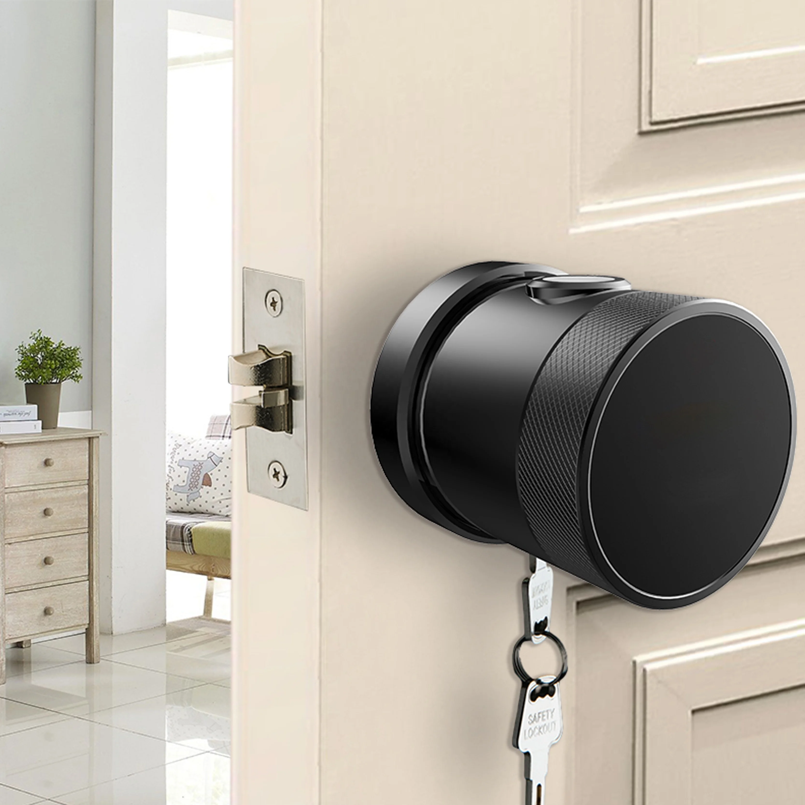 

Smart Biometric Fingerprint Round Knob Wifi Tuya Door Lock by App Fingerprint Scanner