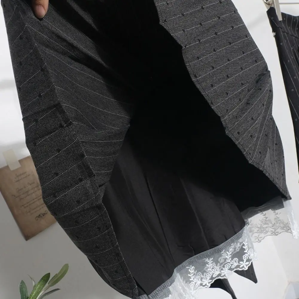 Niedlicher Herz-Spitzen-Faltenrock, große Schleife, Punkte, kurzer Rock, Damen, hohe Taille, süßer A-Linien-Minirock, Sommer