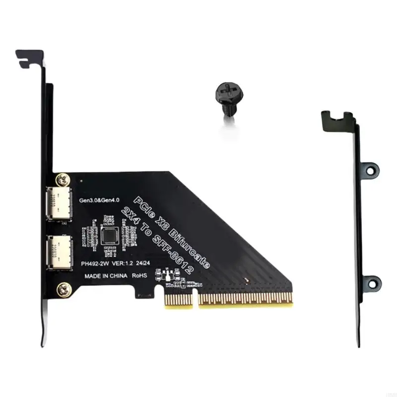 

J0MB PCIeX8 Gen4x4 to 2 Port Oculink SFF 8611 8612 Expansion Adapter Need Support PCIE X4X4 for Fast Data Exchange