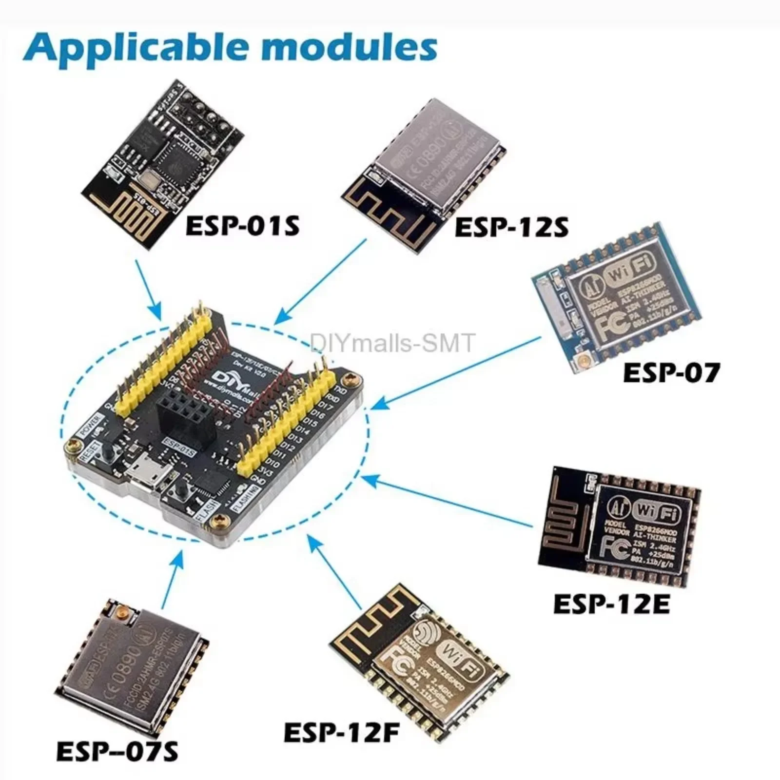 ESP8266 Burning Fixture Development Board ESP-01S ESP-07 ESP-07S ESP-12E ESP-12F ESP-12S