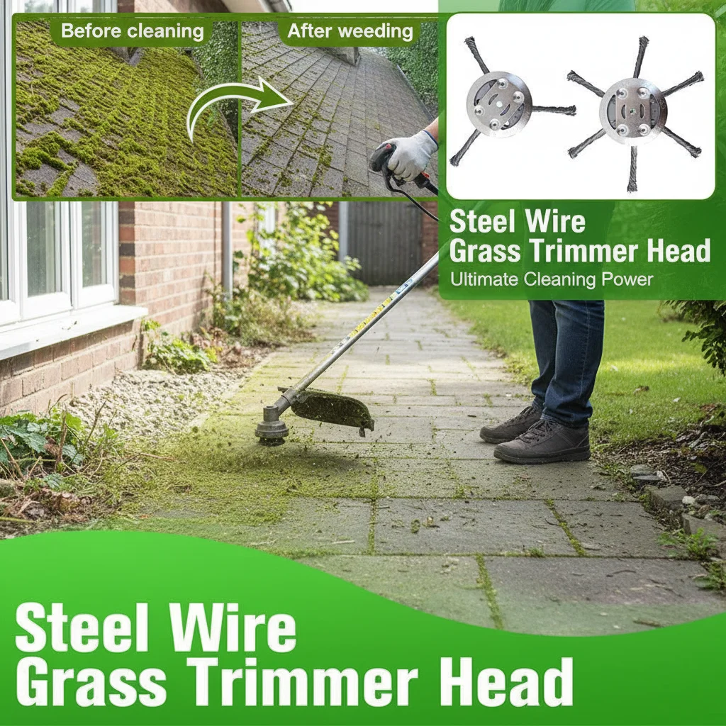 

Weed Brush Head Steel Wire Wheel Grass Trimmer Head Removal Moss Rust Lawn Mower Grass Brush Disc Weed Brush Trimmer Heads