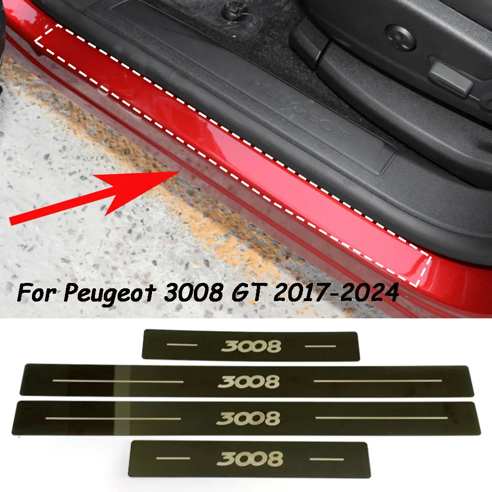 

Car For Peugeot 3008 GT Door Sill Trim Protector Scuff Plate Stickers Stainless Steel Threshold Accessories 2017 2018 20232024