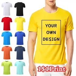 Men's and Women'sQuick Dry Round Neck T-shirt Custom Printed Embroidered Logo Sports Fitness Short Sleeve Top Running Shirt（170）