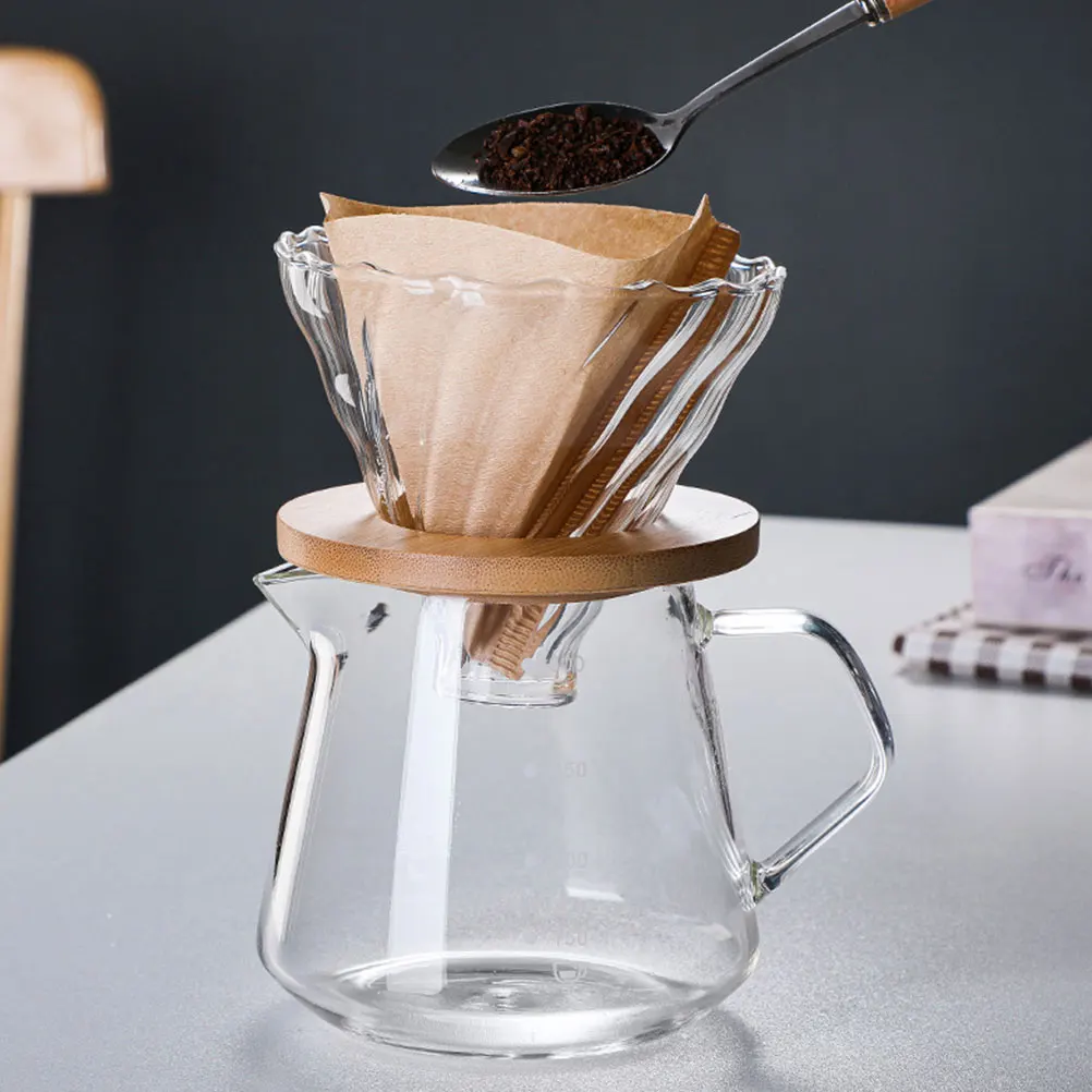 

1 set Stripe Glass Filter Reusable Funnel Strainer For Ground Coffee Drip Filtering Brewing Coffee Drip Filter Cup