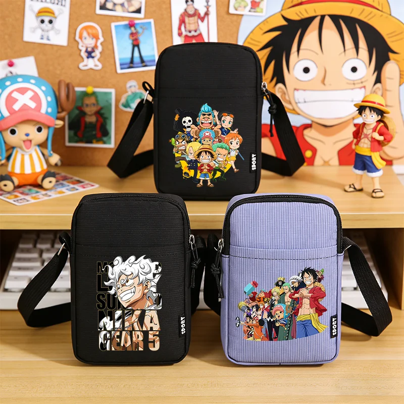 

Ones Piece Man Mobile Phone Shoulder Bag Casual Zipper Cute Game Anime Zoro-Luffy-Boy Kid Small Messenger Case Crossbody Handbag