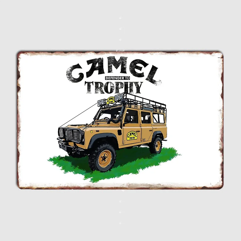 

Camel Defender 110 Classic Car Retro Posters Metal Poster Pub Sign Garage Club Bar Indoor Wall Room Decoration Home Decor