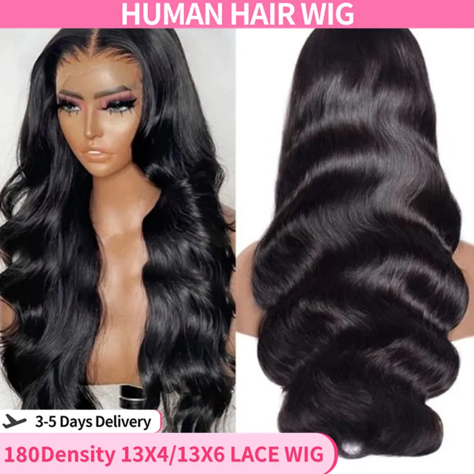 Body Wave Lace Front Wigs Brazilian Remy 13x4 13x6 Lace Front Human Hair Wigs 4x4 Lace Closure Wig For Women 180% Density bling