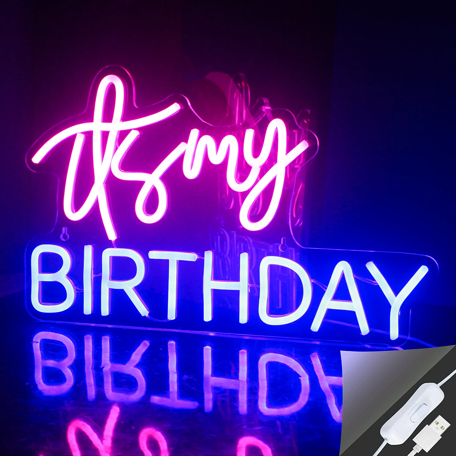 

My Birthday Neon Signs Light Birthday Party Backdrop Wall Decoration USB Powered Acrylic Colour Custom Sign Lights Home Decor