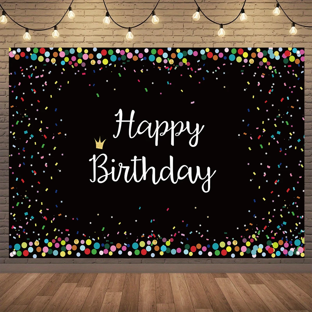 Happy Birthday Backdrop Birthday Party Decor Black White Colorful Background Adults Birthday Party Supplies Aniverary Decors