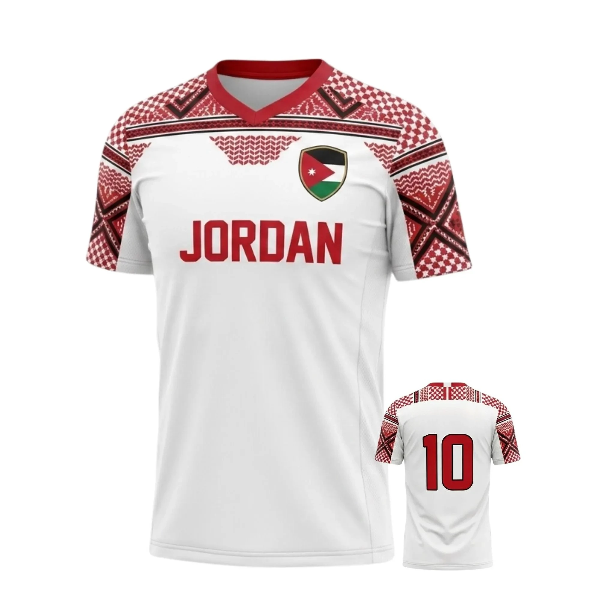 Jordan Football Jersey 2026 Men Soccer Shirt White Red National Team Fan T Shirt Sportswear Breathable Quick Dry Short Sleeve