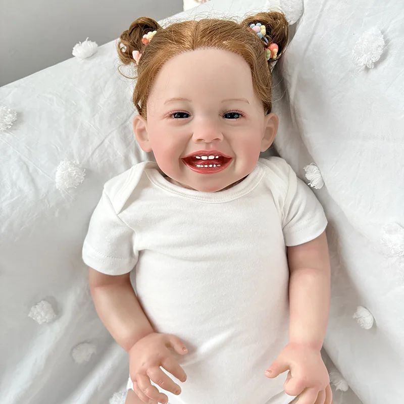 60CMの手作りリボーンドール、ミラの幼児期の女の子。高品質で精巧なペイントと植毛が施されており、コレクター向けです。