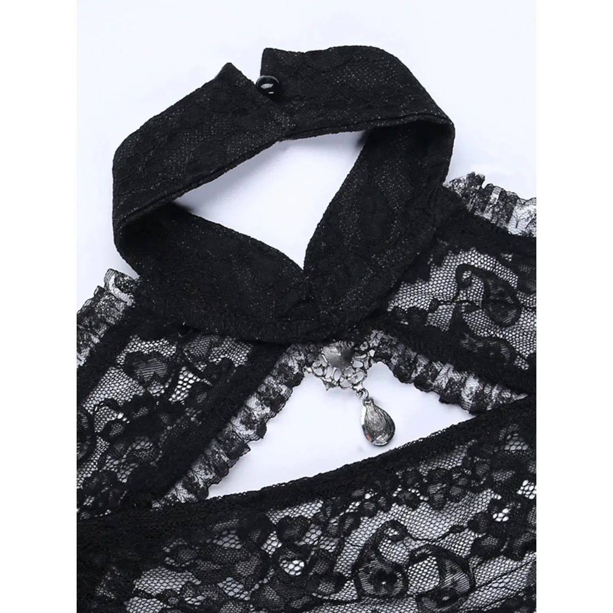 Gothic Queen Lace Sug Crop Tops Damen Halloween Kostüm Cleanfit Sle PU Leder Anderes Material 00 % Winterkollektion