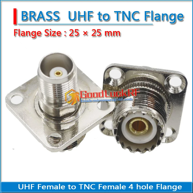 

L12 TNC Female to UHF Female 4 hole Flange Chassis Panel Mount TNC to UHF PL259 SO239 Nickel Brass RF Connector Adapters