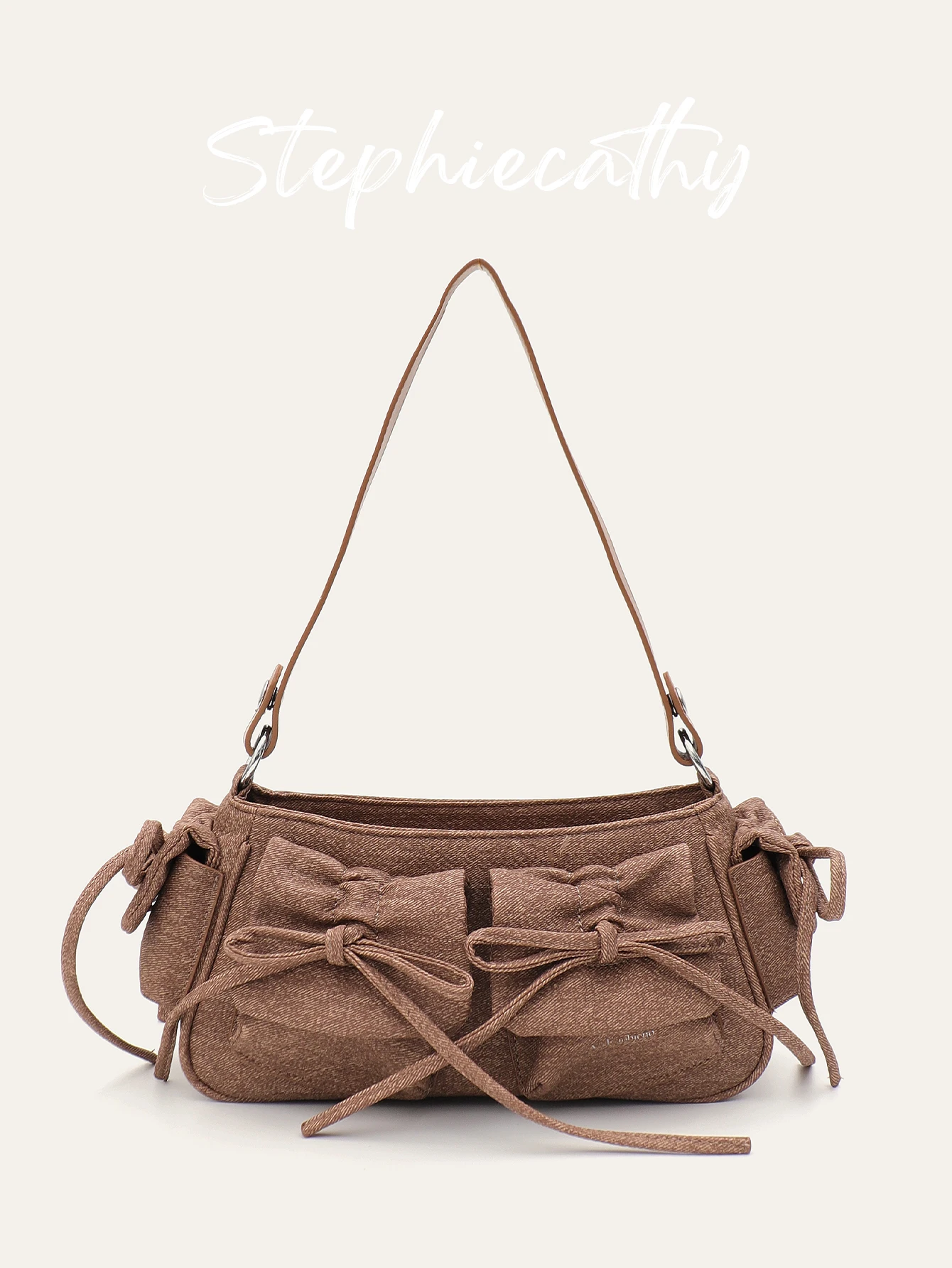 SC Women's Shoulder Bag PU Leather Underarm Purse Zip Closure Multi Pockets Bow knot Handbag Sweet Daily Casual Commute College