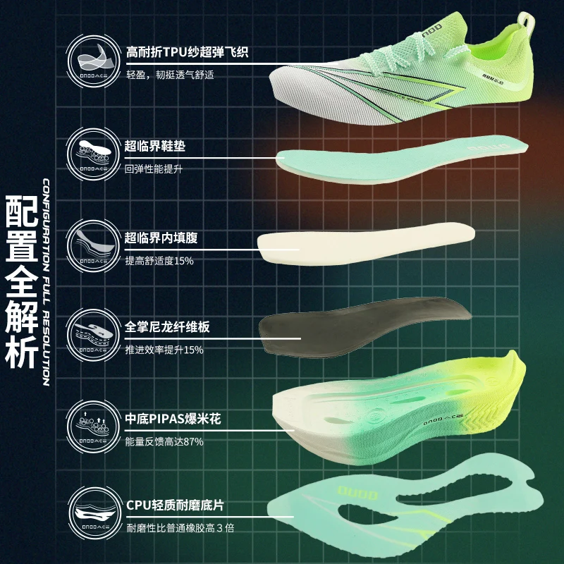 ONOD Little Whirlwind 3.0 Marathon Running Shoes Full Palm Nylon Carbon Board Running Shoes for Men and Women 2405P031