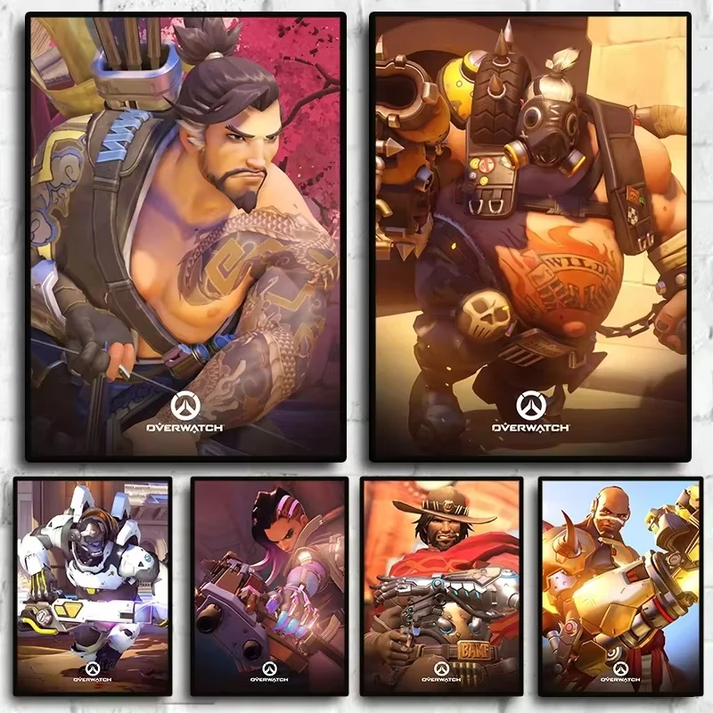 AA Pop لعبة فيديو Overwatch شخصيات McCree Reaper الفن حائط لوح رسم يطبع صورة لغرفة اللاعبين بار ديكور المنزل