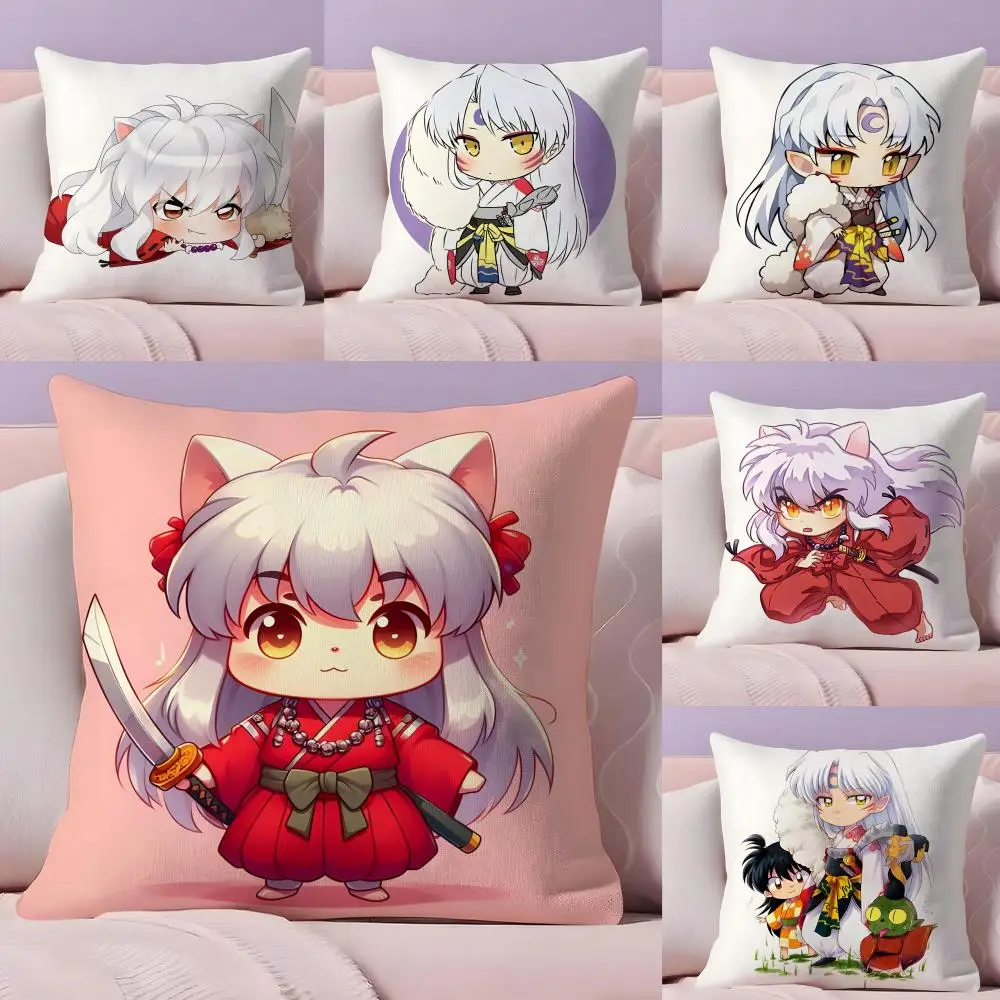 

I-InuYasha Anime Cute Cushion Cover Plush Fabric Soft Double-Sided Printed Sofa Warm Winter Home Gift Pillow Cover