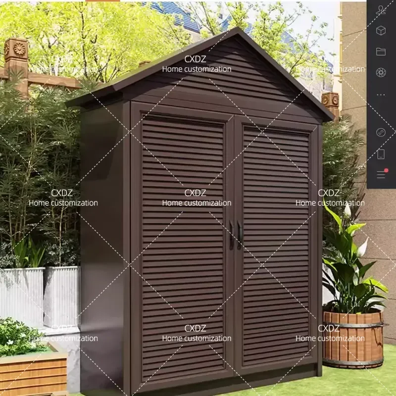 Outdoor All Aluminum Alloy Storage Cabinet Waterproof Sunproof Locker for Garden Courtyard Balcony Metal Tool Sundries