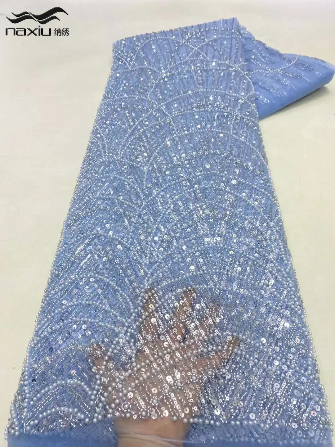 Madison African Sequins Beaded Groom Lace Fabric High Quality French Tulle Lace Fabric 2026 Embroidery Nigerian Lace Fabrics