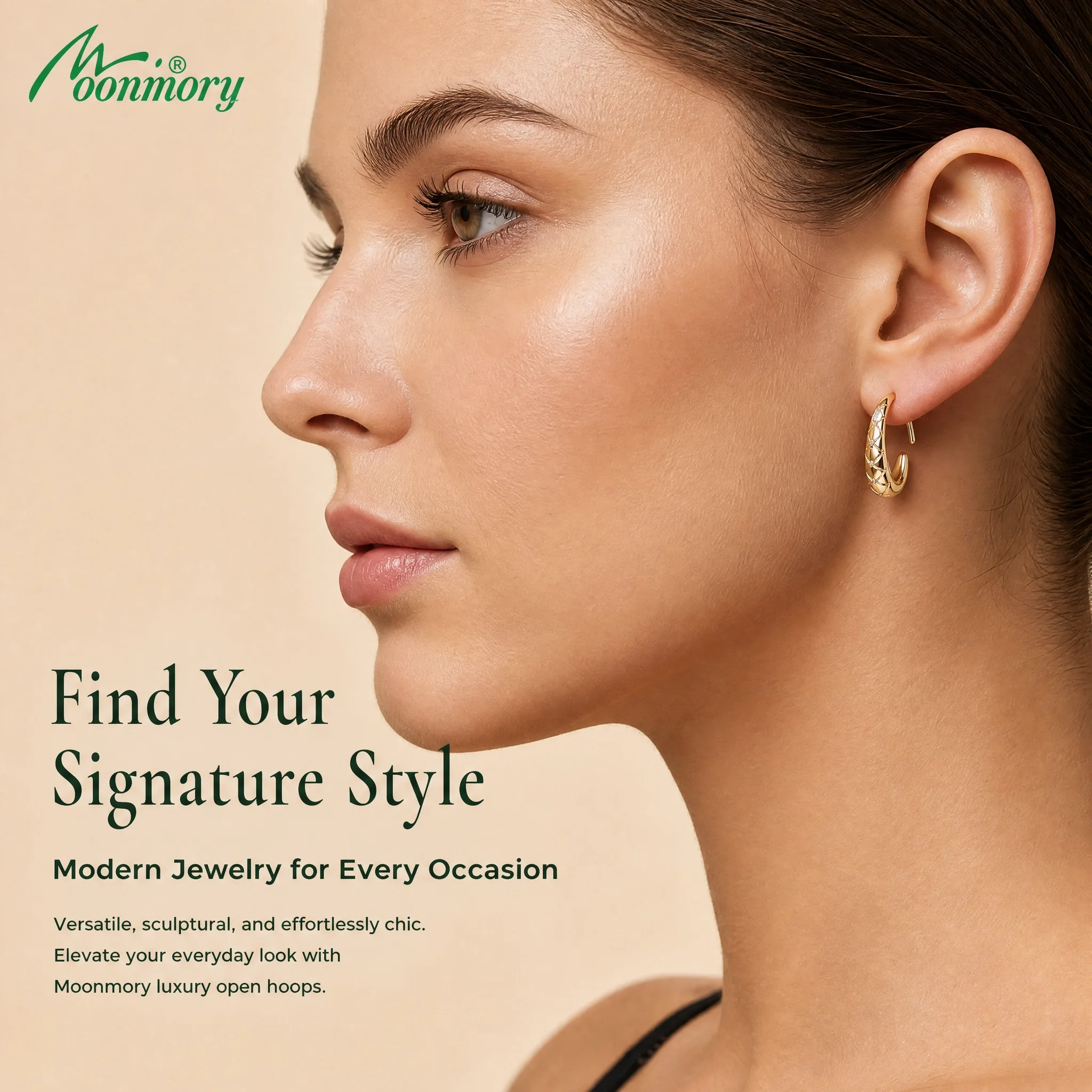 Moonmory Original Design Wassertropfen-Creolen für Damen, minimalistisch, 5A Marquise Zirkon, Messingohrringe, 14K vergoldet, Großhandel – Detail 9