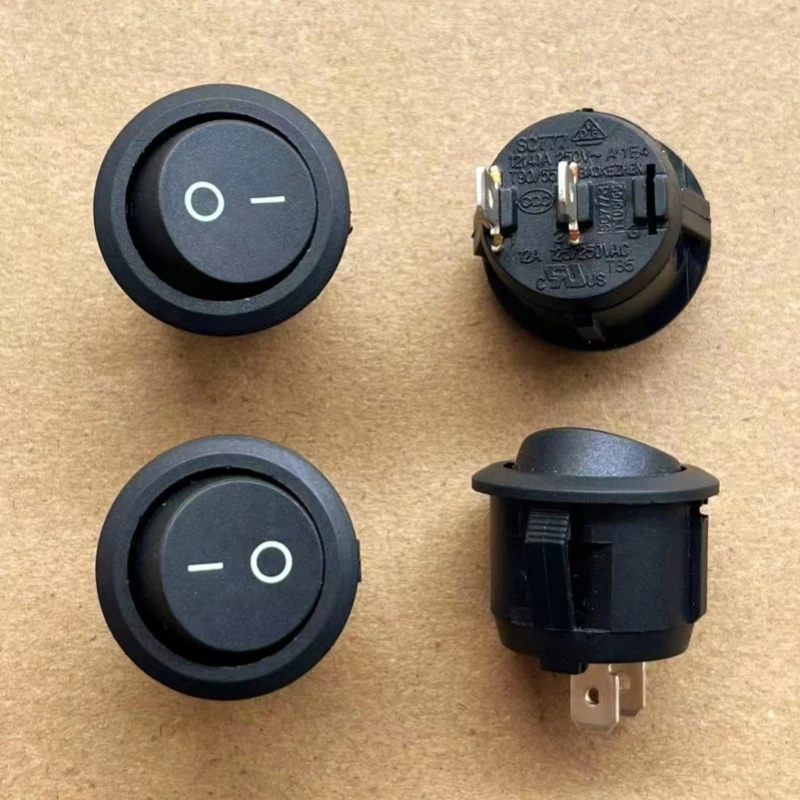 5PCS SC777 Boat-shaped Round Rocker Power Switch 12A 250V 2-speed 2-Pin