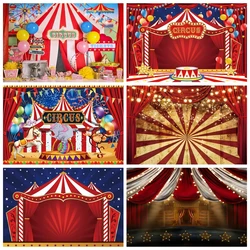 Circus Theme Newborn Photography Backdrop Colorful Balloon Ferris Wheel Carnival Clown Play Show Baby Birthday Photo Background