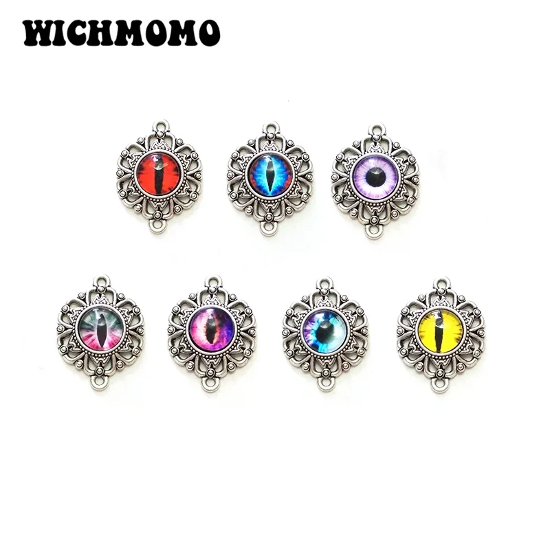 New 5 Pcs Zinc Alloy Fluted Flower Two Holes Inlay Acrylic Eyes Porous Connectors for DIY Jewelry Earring Necklace Accessories