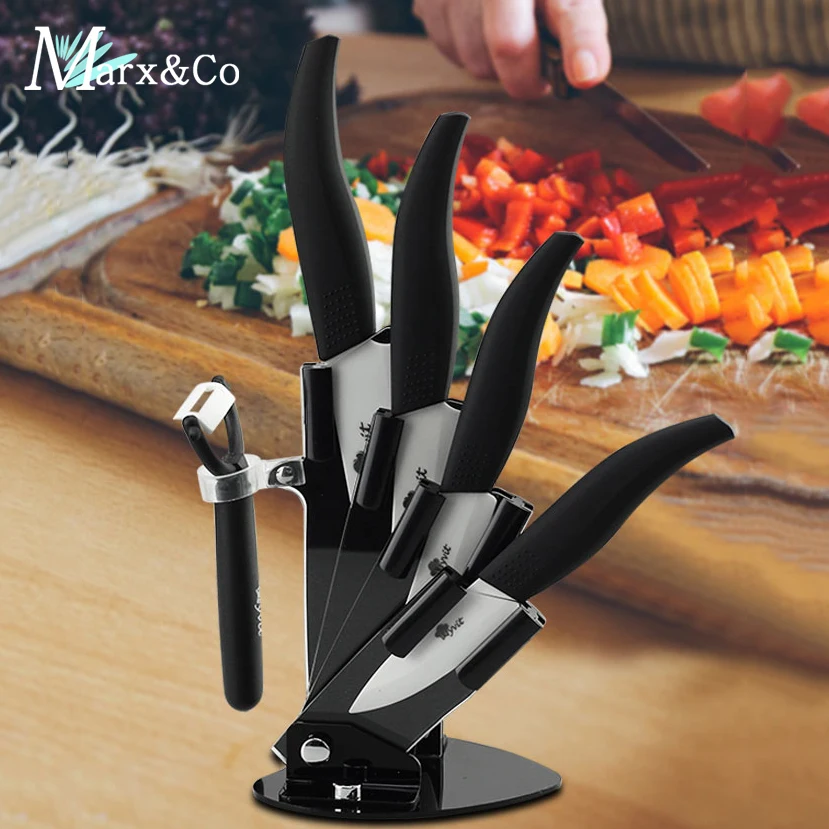 

Ceramic Knives Set Stand For 3" 4" 5" 6" + Peeler High Grade Acrylic Knife Holder White Zirconia Blade Cooking Tool