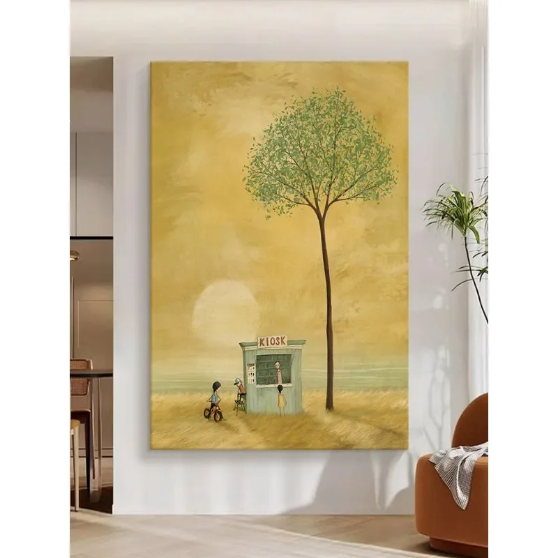 

department landscape hand-painted oil painting art figure tree living room decoration entrance bedroom niche hanging painting