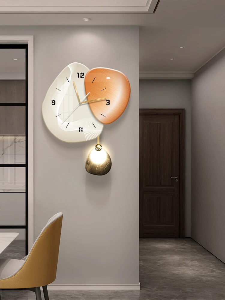 Home decorations Shi Lai Yun Zhun (Lucky Dumplings) clock background wall light glowing clock wall lamp mute wall clock mural