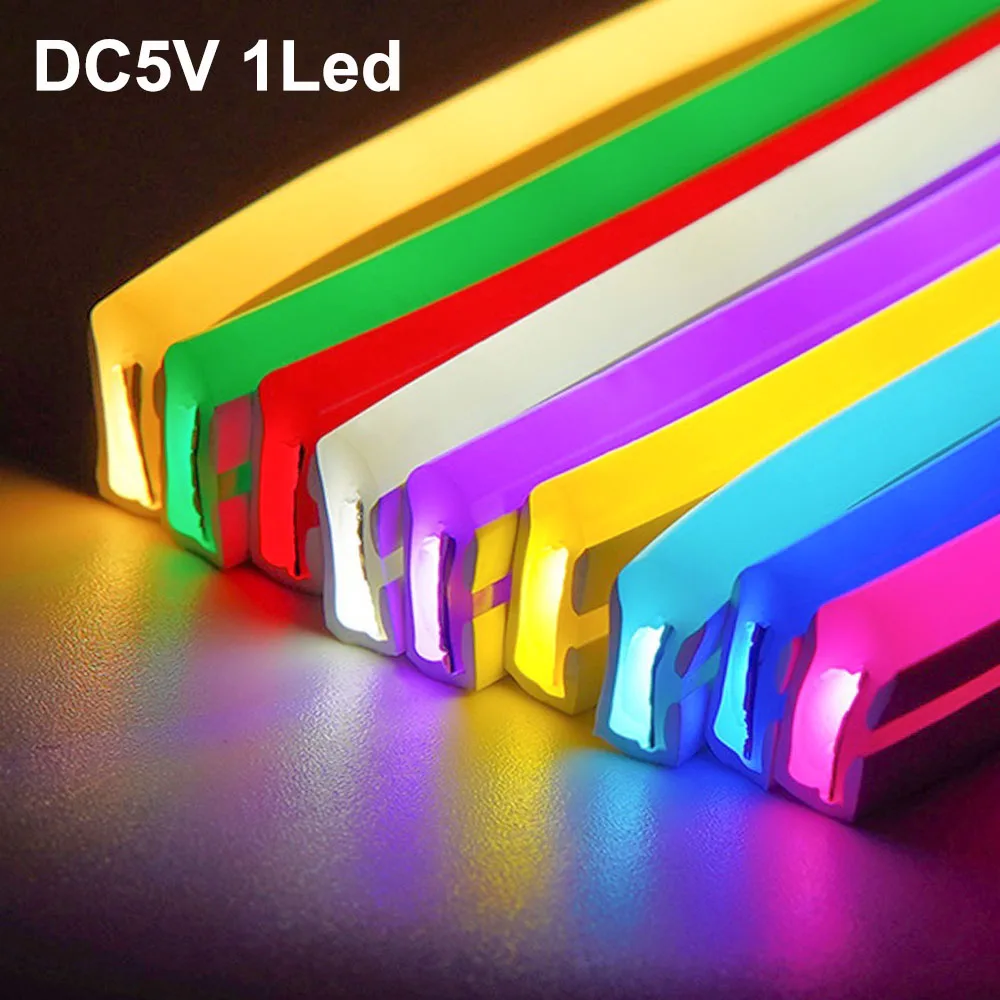 DC5V Neon Strip Waterproof DIY Sign USB 2835SMD 120LEDs/m Flexible LED Strip Light 1Led 1 Cut for Home Decor