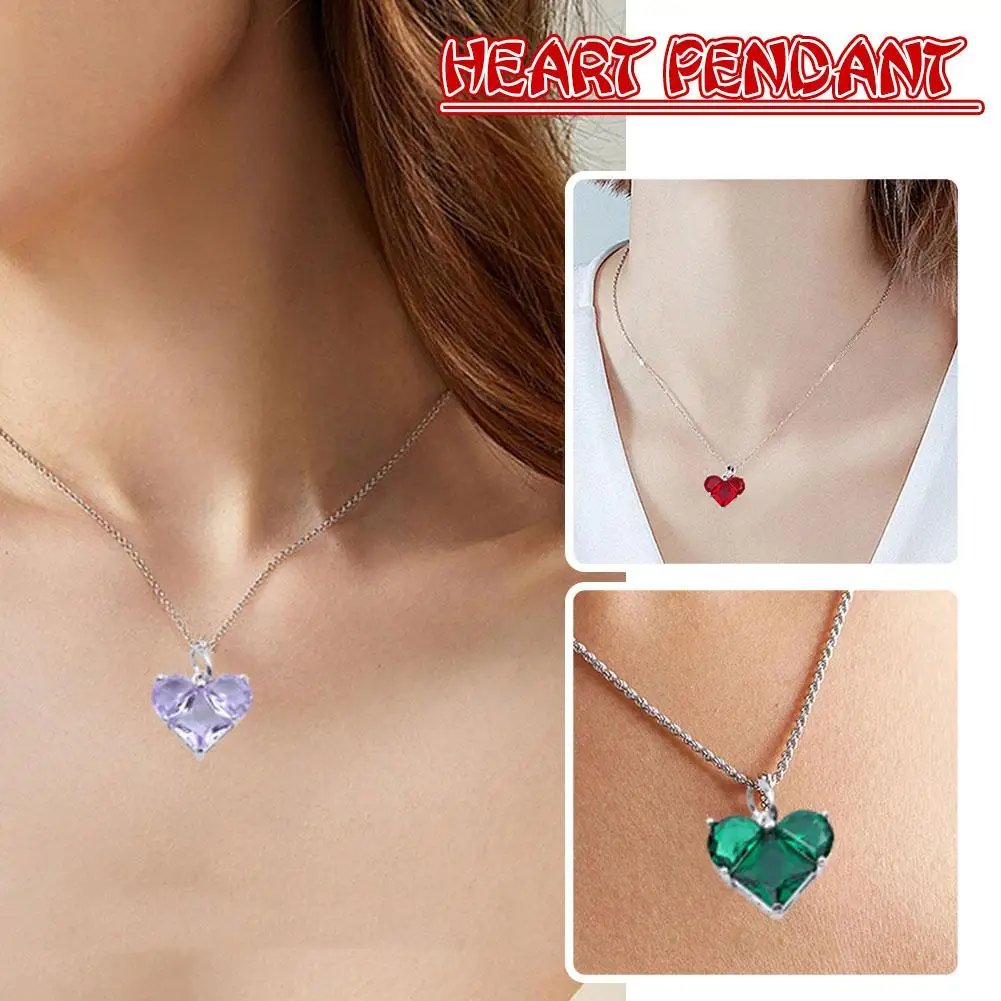 Copper Heart Pendant Multicolour Cubic Zirconia Charm Necklace Pendants For Women Fashion Jewelry DIY Making Earring Necklace