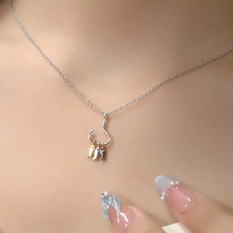 

Ожерелье Sam Panda из стерлингового серебра 925 пробы для женщин, три цвета, маленькая рыбка, уникальный дизайн, ювелирные изделия, дропшиппинг