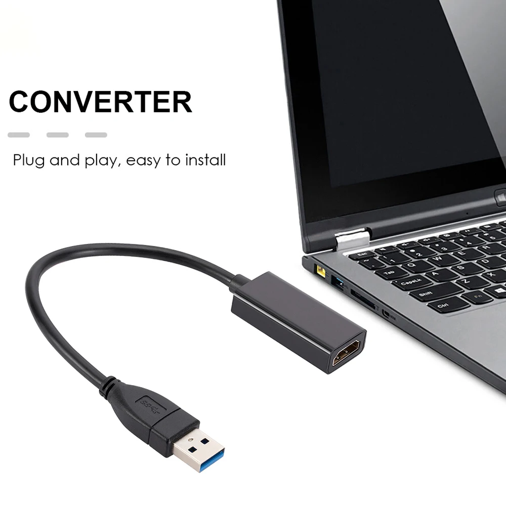 USB do HDMI Adapter HD 1080P USB 3.0 na HDMI kompatybilny konwerter zewnętrzne USB Adapter kabel do adaptera wideo do laptopa stacjonarnego