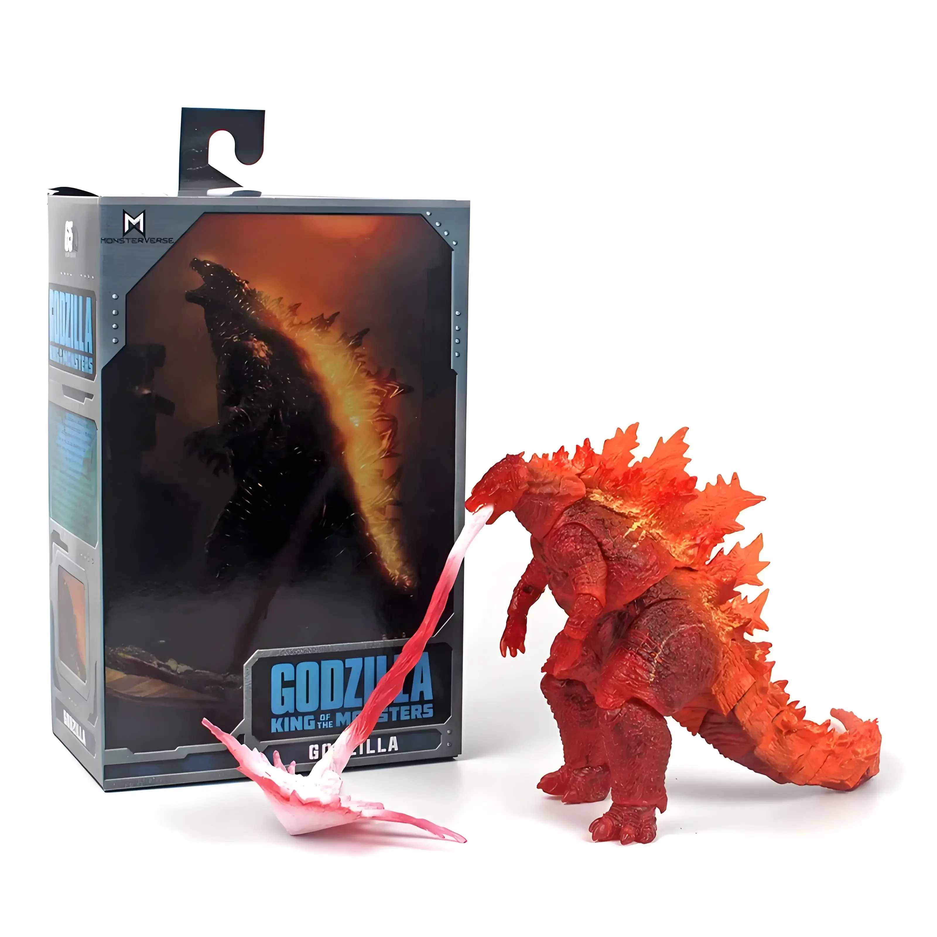 Atomic Blast Shin Gojira Godzilla rey de los monstruos Godzilla evolucionado Ver rosa azul naranja negro espalda 16CM modelo de figura de acción