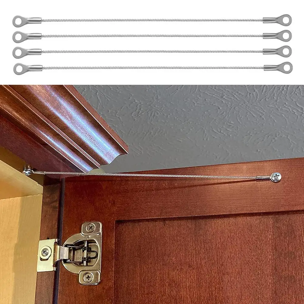 4pcs Stainless Steel Door Window Restraint Cable Cabinet Hinge Braided Limiter