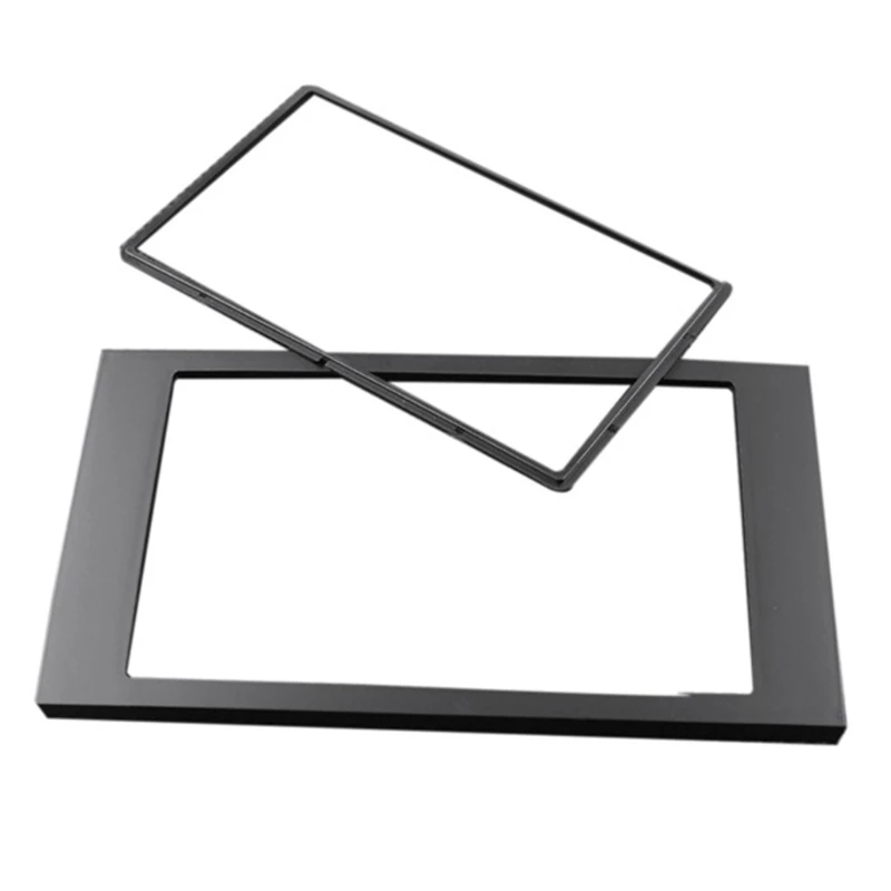 Doppel-DIN-Einbaurahmen, schwarze Kunststoff-Autoradio-Einbaublende mit innerem Montagerahmen für Mittelkonsolenkopf H8WE – Detail 1