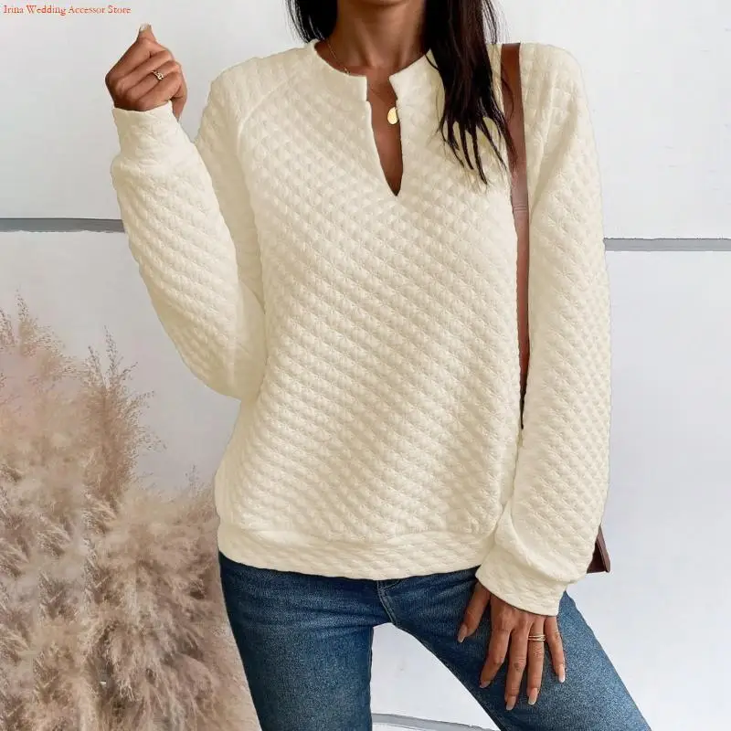 G92d dames raglan mouw textureerde sweatshirts casual v nek pullover tops hoodie herfst winter mode kleding