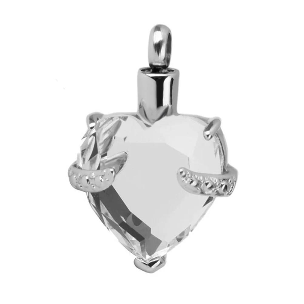 

Ashes Memorial Pendant Keepsake Necklace Heart Shape Crystal Stainless Steel Ash Memorial Jewelry Cremation Pendant for Loved