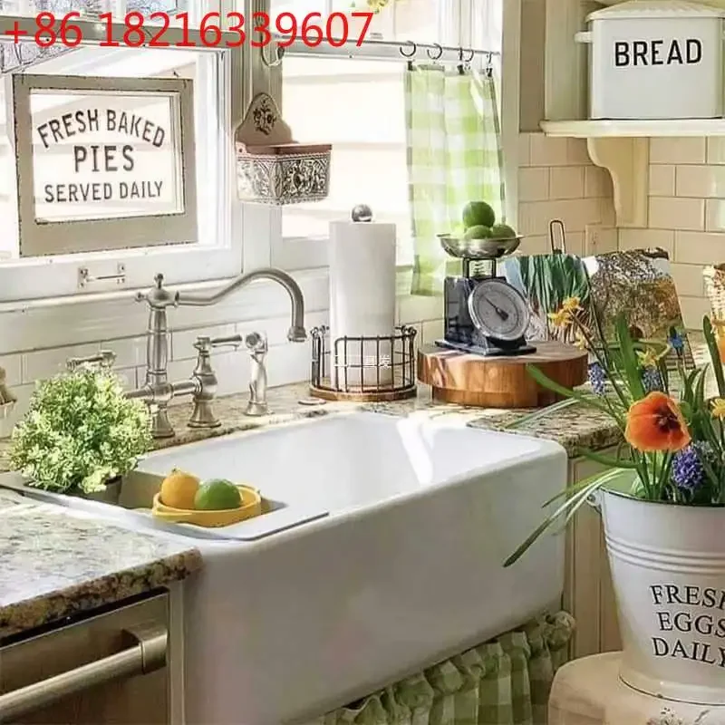 American retro ceramic sink large single slot under the counter basin kitchen household embedded large pool integrated