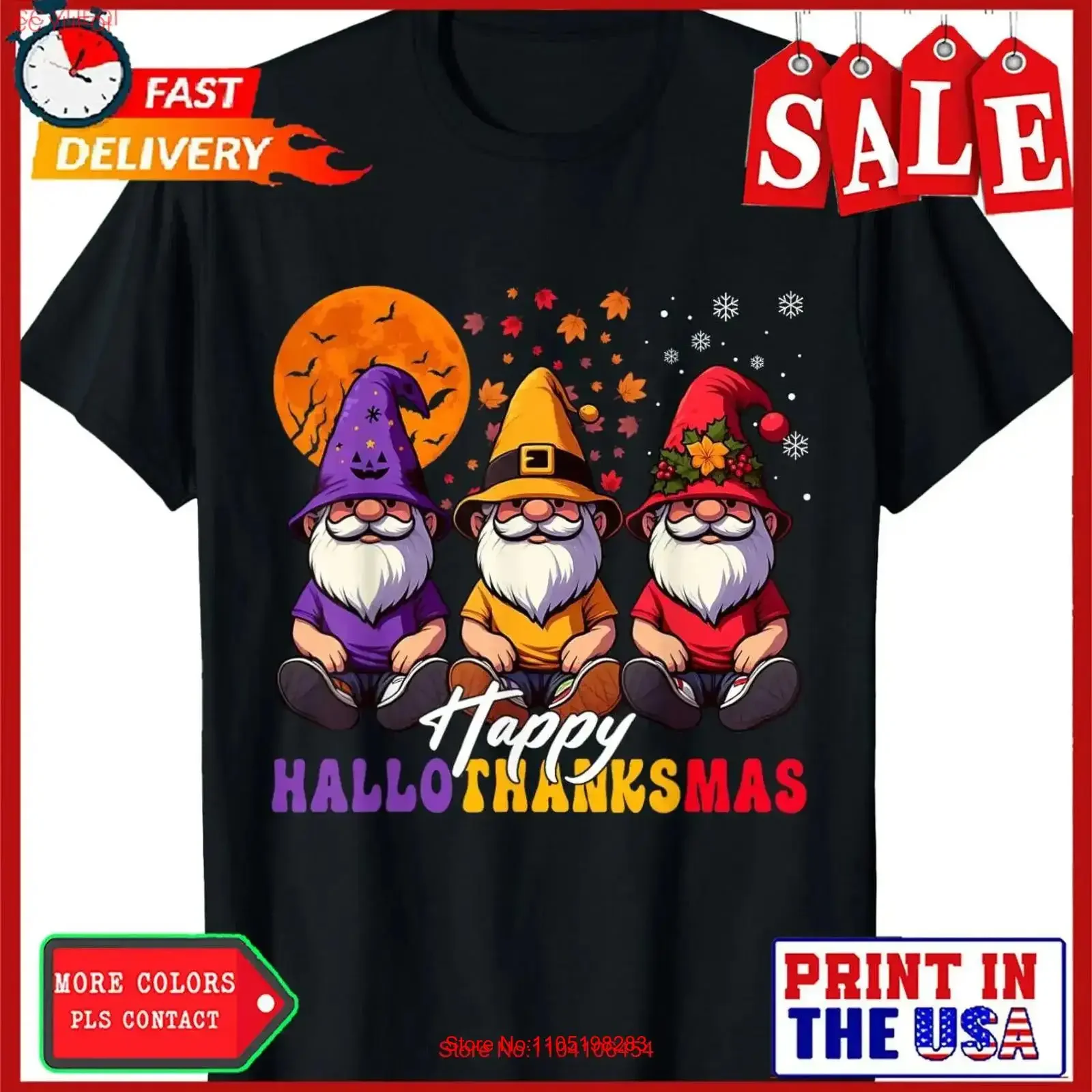 

Thanksgiving Christmas Happy HalloThanksMas T Shirt vintage Washed Versatile streetwear Casual Comfortable homme Breathable