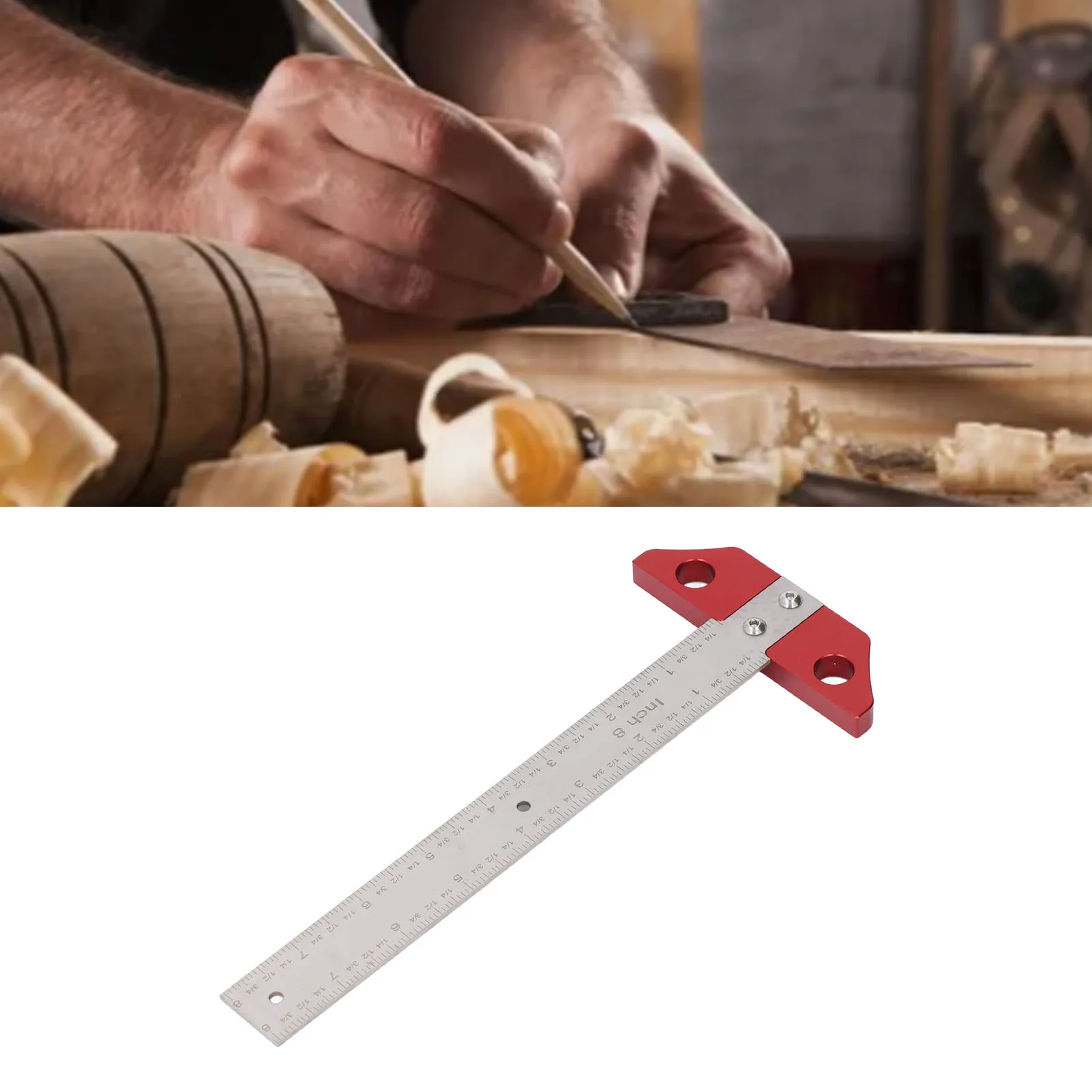 Regla cuadrada de 8 pulgadas en T, herramienta de dibujo de diseño de carpintería de Metal con escala métrica e imperial para trabajo de carpintero, trazador de medición