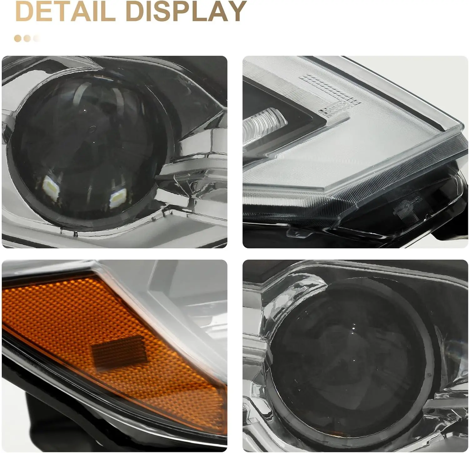 Complete LED Headlight Assembly with Bulbs for 2017-2020 Nissan Rogue SL, Black Housing Headlamp Replacement, Driver and Passeng