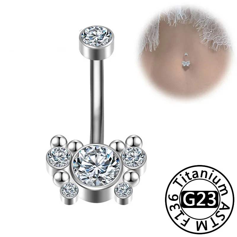 None F136 Titanium Zircon Body Piercing Ring 16G 9